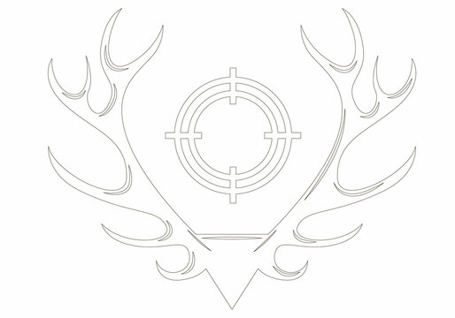 Cute deer hunting on white background, vector illustration. Coloring page for kids and adults.