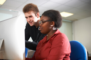 Students working at computer