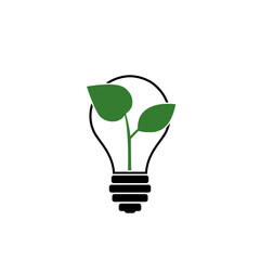 Light bulb with growing plant icon isolated on white background
