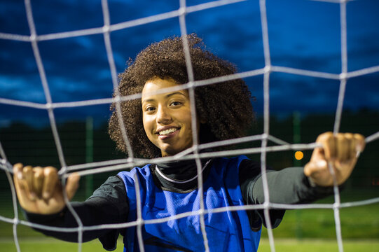 Female football player, Hackney, East London, UK