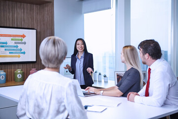 Colleagues at meeting in boardroom