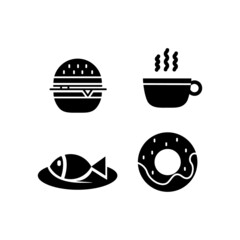 Black food icon design collection