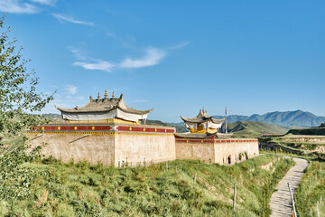 Fototapeta na wymiar Tibetan monastery, Jiawu Town, Tongren, Qinghai Province, China