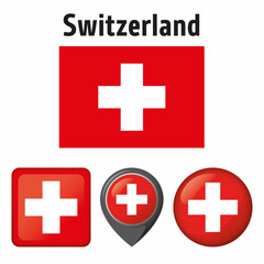 Obraz premium Switzerland flag, and various icons. Ideal for institutional materials and geography catalogs