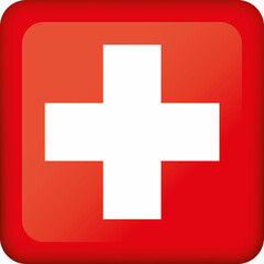 Icon representing square button flag of Switzerland. Ideal for catalogs of institutional materials and geography
