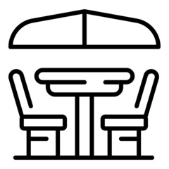 Patio table icon outline vector. Outdoor picnic. Wooden table