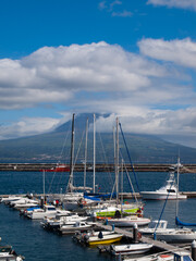 Fototapeta na wymiar Horta city marina, Faial island, Azores
