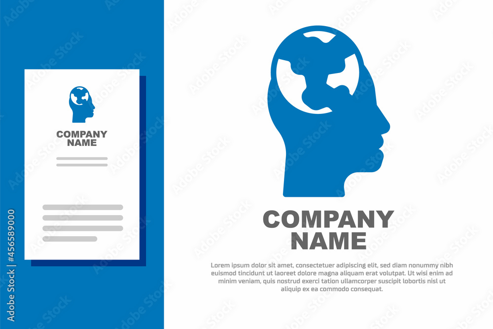 Poster blue learning foreign languages icon isolated on white background. translation, language interpreter