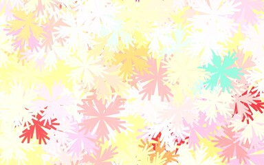Light Green, Red vector doodle template with flowers.