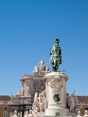 D. Jose I equestrian statue in Comercio Square downtown Lisbon