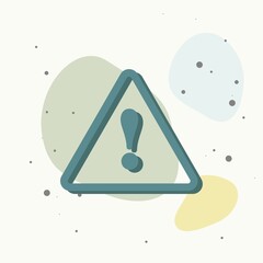 Danger sign flat icon on white background on multicolored background.