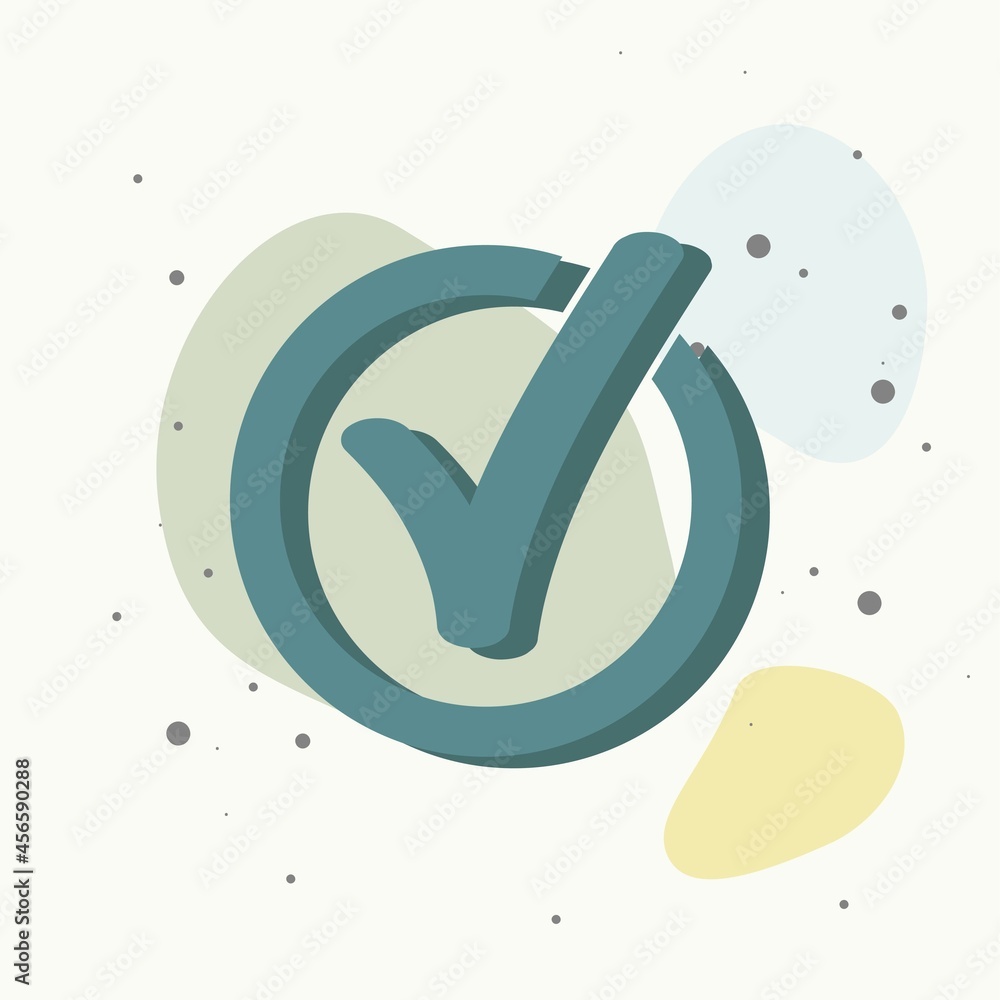 Poster vector check mark icon on multicolored background.