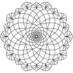 Obraz premium Beautiful black outlines of mandala symbol, Indian style calming picture. Perfect as a logo, coloring book picture, wall art, etc. Vector graphic in EPS file type, easy to edit if needed.