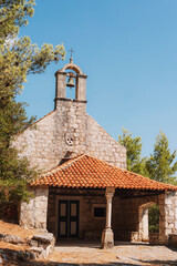 Little Church of St. Lovro in the town of Orebic , Peljesac peninsula, Croatia