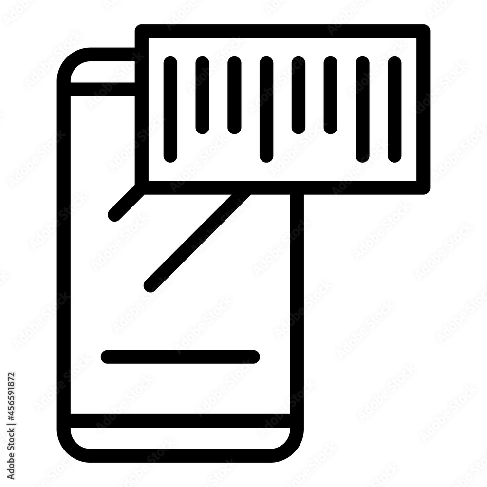 Poster mobile qr code icon outline vector. phone scan. web scanner