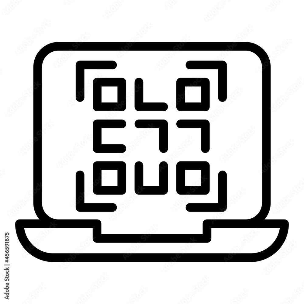 Poster laptop barcode icon outline vector. scan code. qr scanner