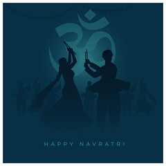 creative vector of couple playing garba at Navratri festival 