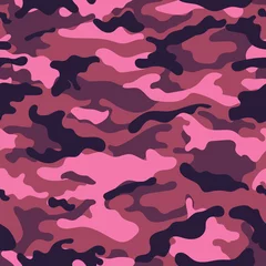 Fotobehang Camouflage vectorcamouflagepatroon voor kledingontwerp. Roze camouflage militair patroon