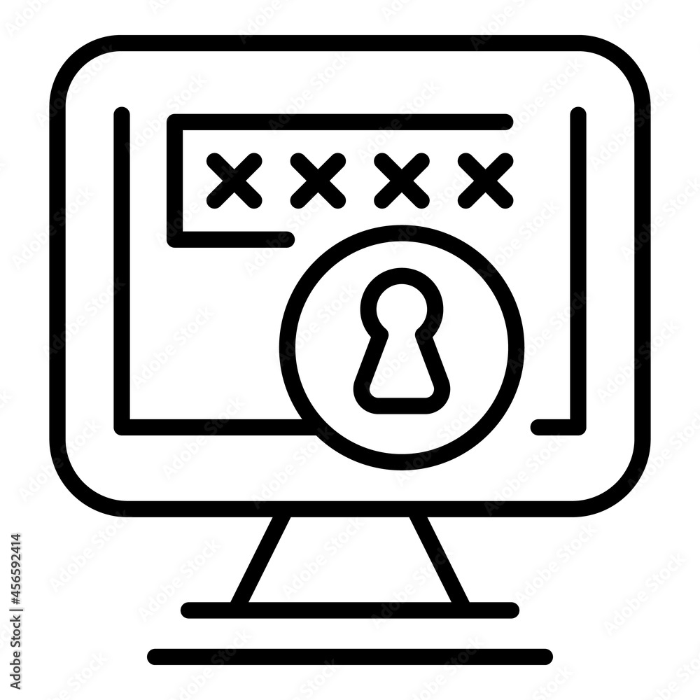 Aufkleber privacy monitor icon outline vector. data protection. data security