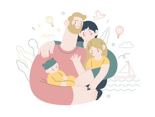 Family health and wellness - medical insurance illustration