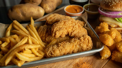 fried chicken with fries
