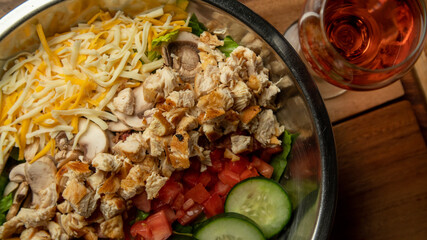 Bowl of fresh ingredients close up