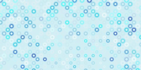 Light blue vector background with covid-19 symbols.