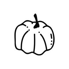 Outline pumpkin cartoon illustration. Simple line drawing of vegetable.