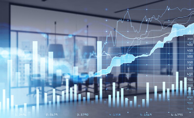 Financial chart and rising graph and office workplace