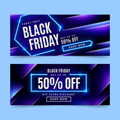 neon black friday banners template vector design illustration