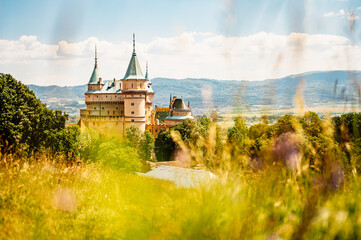 Bojnice medieval castle, UNESCO heritage in Slovakia. Slovakia landscape. Travel concept. Romantic...