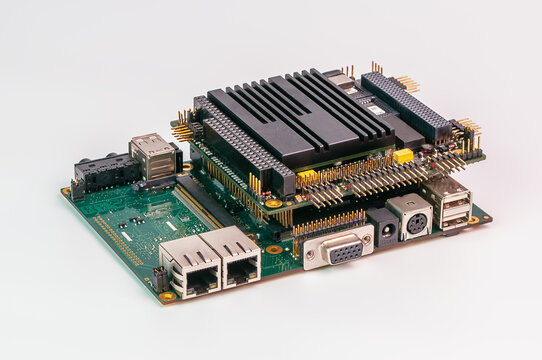 embedded rugged cpu board on white background