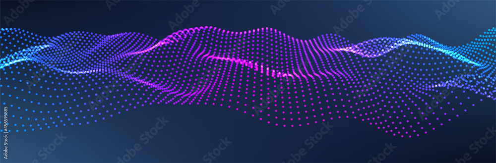 Poster abstract dot background. tech wave. 3d pattern. vector illustration