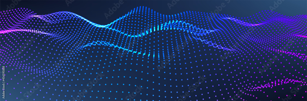 Poster abstract dot background. tech wave. 3d pattern. vector illustration