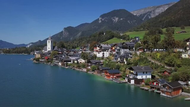 Aerial of St. Wolfgang im Salzkammergut, Austria