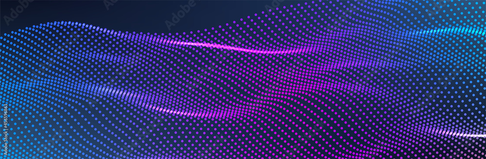 Poster abstract dot background. tech wave. 3d pattern. vector illustration