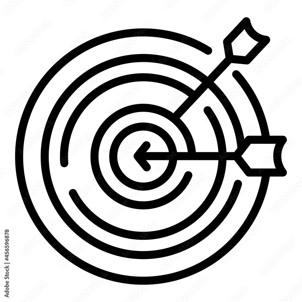 Poster target arrow icon outline vector. business dart. goal performance