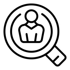 Magnifying client icon outline vector. Customer people. Find audience