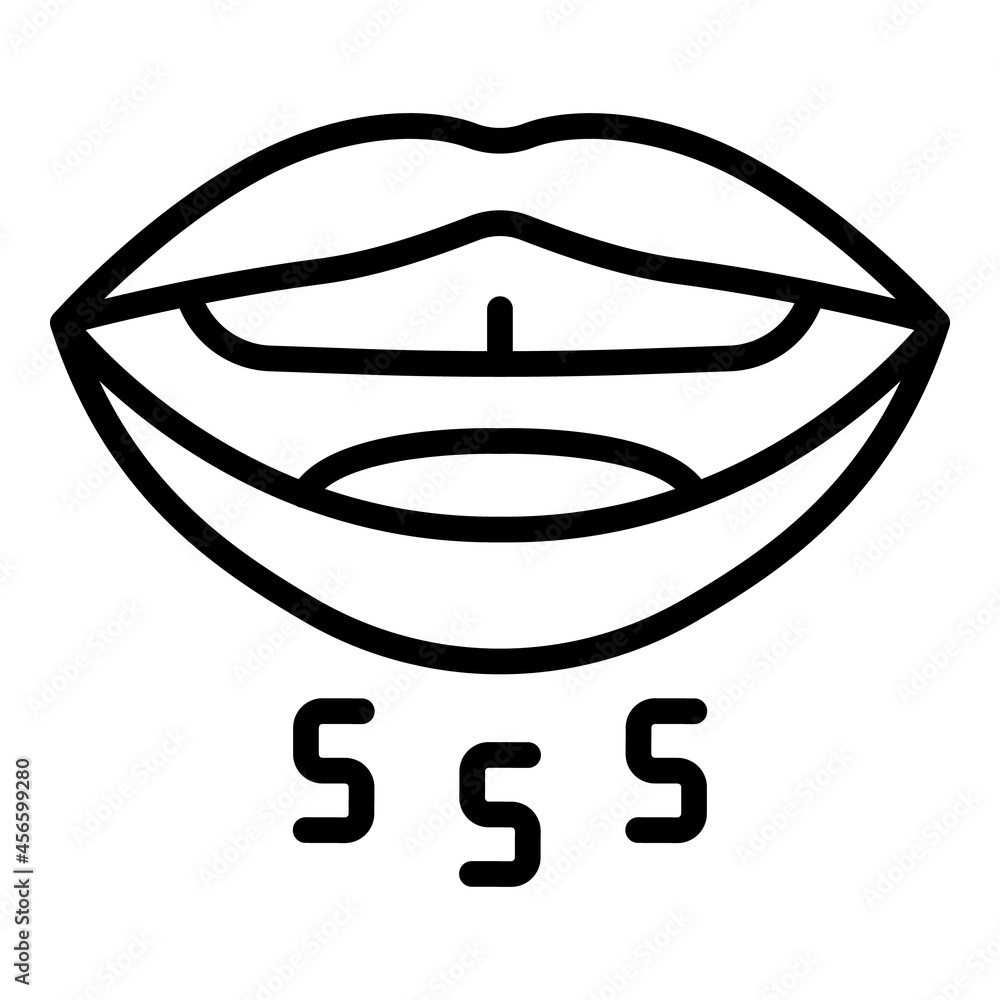 Sticker mouth letters icon outline vector. speech therapy. speaking letter - Stickers
