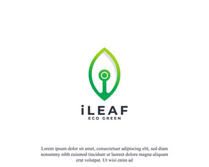 Green Leaf Technology Logo Design Template Element