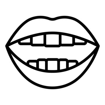 Language Animation Icon Outline Vector. Mouth Talk. Face Speech