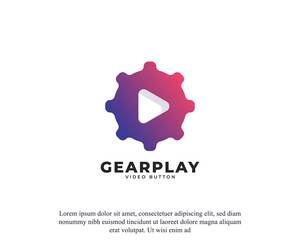 Play Symbol Combined with Gear Icon Logo Design Template Element
