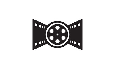 Cinema Film Icon. Reel Stripes Filmstrip Logo Design Vector Template Element