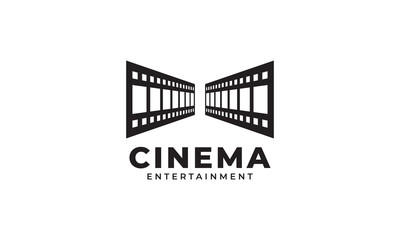 Cinema Film Icon. Reel Stripes Filmstrip Logo Design Vector Template Element