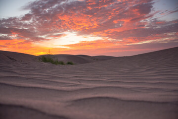 Fototapeta na wymiar Sunrise at the Desert dunes