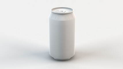 Gray can of beer on a light background. 3d rendering illustration.
