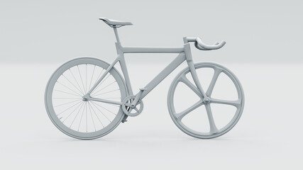 Gray racing bike on a light background. 3d rendering illustration. - 456600842