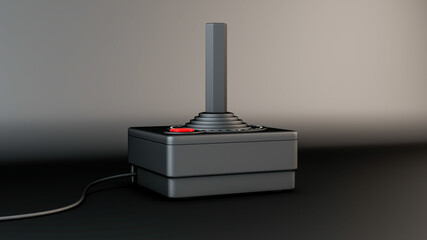 Game joystick with red button. 3d rendering illustration. - 456600873