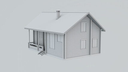 Gray house on a white background. 3d rendering illustration. - 456600883