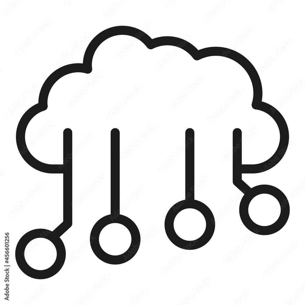 Poster smart memory icon outline vector. head brain. digital mind